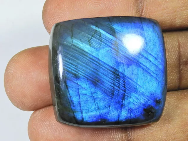 83Cts. Natural Deep Blue Labradorite Rectangular Cabochon Gemstone 27X30X9MM m58