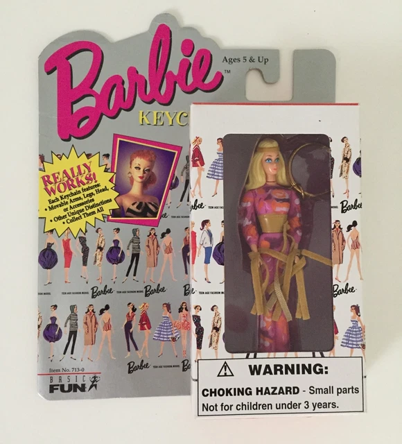 1997 Basic Fun Live Action Barbie Doll Keychain #713-0 NIP