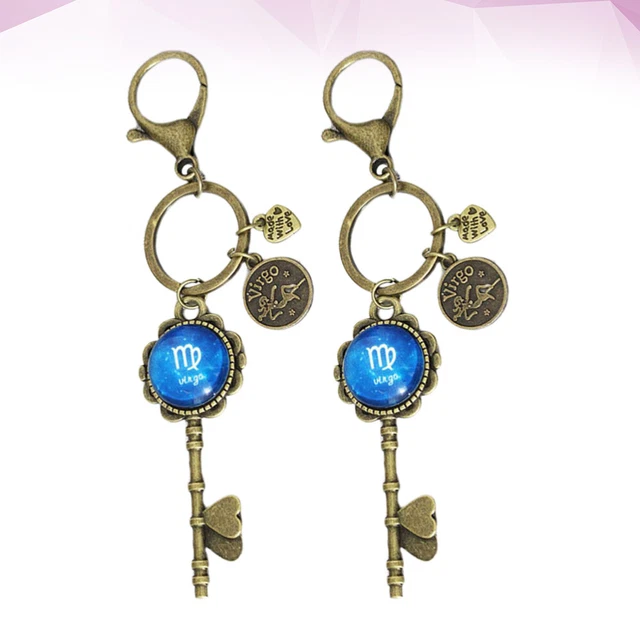 2 Pcs DIY Key Chain Accessories Pendant Keychain Metal Button
