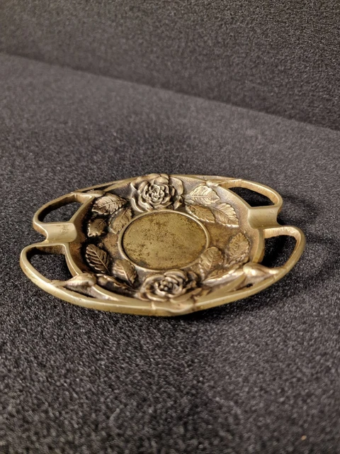 Broche Ancienne Art Déco En Bronze - Motif Deux Roses - État Correct