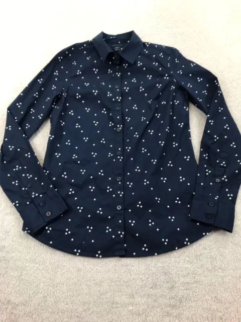 Tommy Hilfiger Shirt Blue Womens Small Star Logo Design Long Sleeved Cotton
