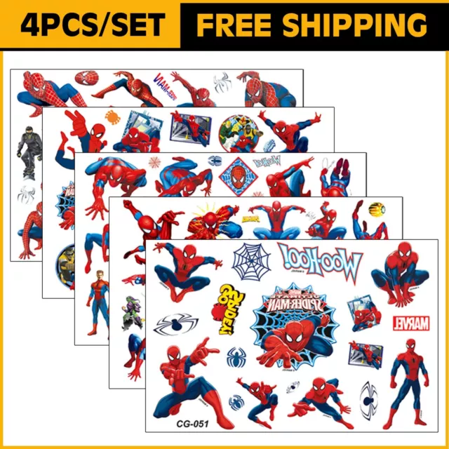 Tattoo Stickers Spiderman Cartoon Kids Body Art Super Hero Birthday Party Gift