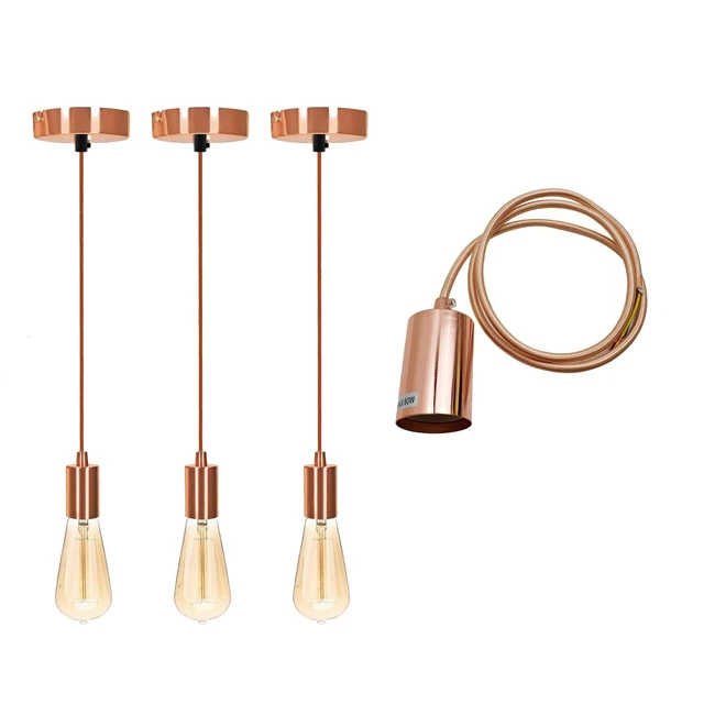 Support de lampe suspendue raccord éclairage E27 vis rose plafonnier tissu flexible