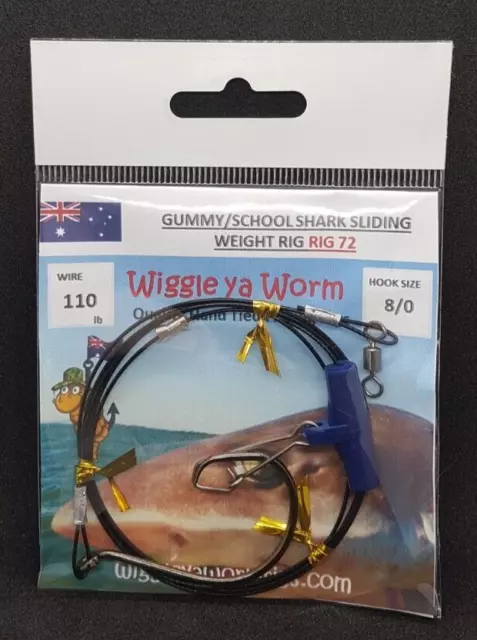 WIGGLE YA WORM Hand tied Castable 110lb coated wire Gummy Shark