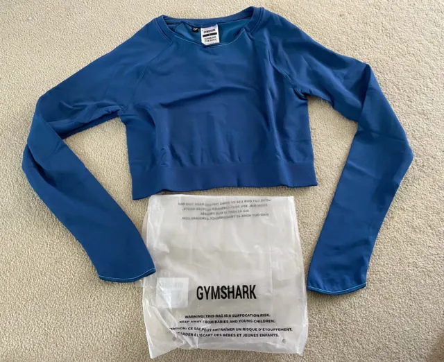 Gymshark Apex Seamless Crop Top - Atlantic Blue/Shark Blue