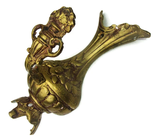 Antique Vintage Brass Wall Hanging Coat Hat Towel Hook Turkish Ottoman Motif