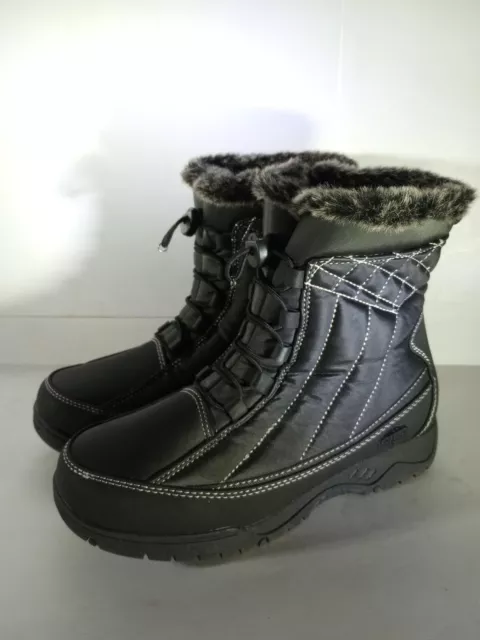 Totes Eve Women’s Cold Weather Snow Boots Thermolite Size 8w Black Zip Up New