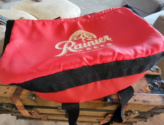 Rainier Beer Soft Cooler Case 16x12" Hook And Loop Closure Vintage
