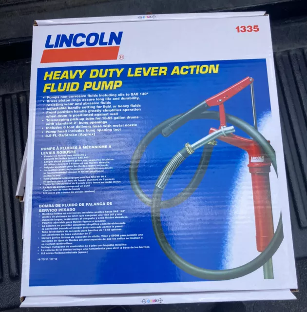 LINCOLN 1335 Heavy Duty Hand Drum Fluid Pump,Lever,8.5 oz. per stroke