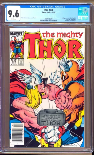 Thor #338 (1983) CGC 9.6  White Pages  Simonson "Beta Ray Bill"  "NEWSSTAND"