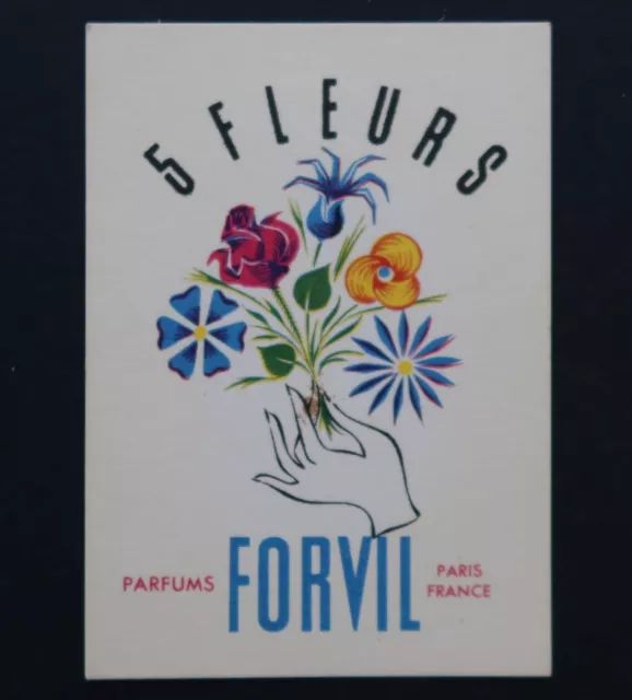 Carte parfumée 5 FLEURS parfum FORVIL perfum card