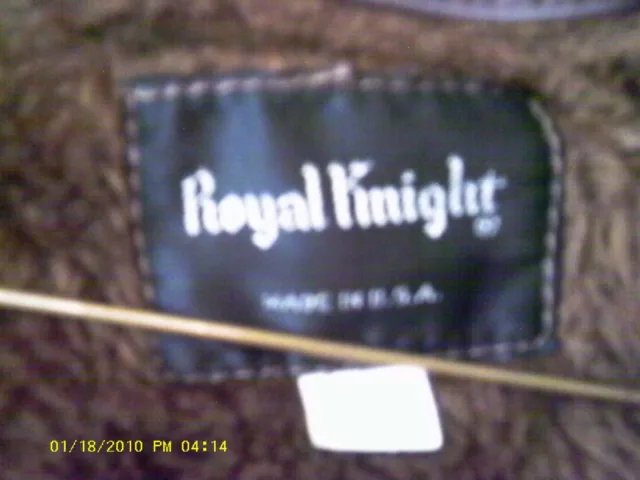 Vtg Royal Knight Spy Barn Stormer Zip Lined Trench Brown Leather Coat Sz 42 /M 3