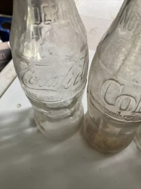5-Vintage Coca Cola Coke Clear 10 oz Embossed Contour Soda Cola Bottle C31. 2