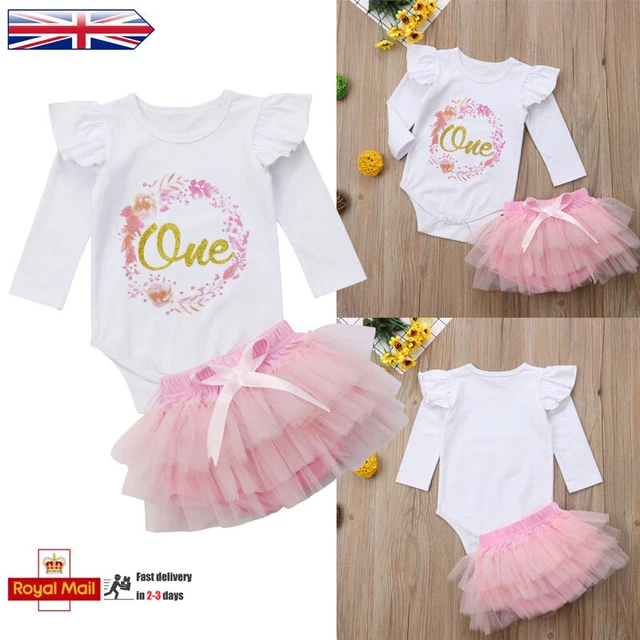 Infant Baby Girl First 1st Birthday Romper Outfits Tutu Skirt Dress Clothes Set