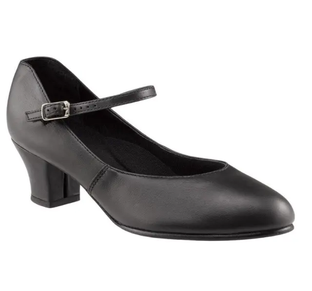 🎭 NEW Capezio GIRLS Size 4M Jr Footlight Black Character Shoes RRP$99