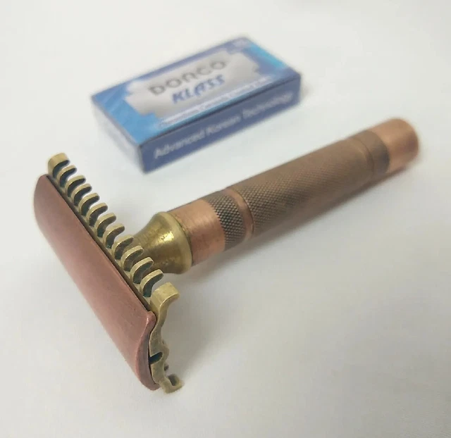 Vtg 1930's Gillette Somerset Open Comb 3 Piece DE Safety Razor w 10 New Blades