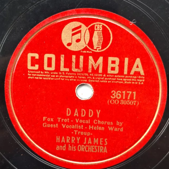 Harry James & His Orchestra ‎Daddy / Aurora 78RPM 1941
