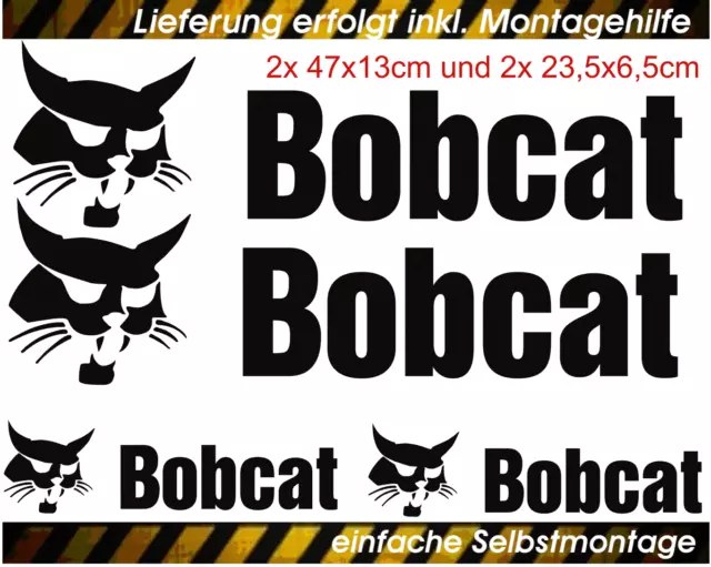 Aufkleber BOBCAT Logo Bagger 4er Spar-Set + Montagehilfe Größe L