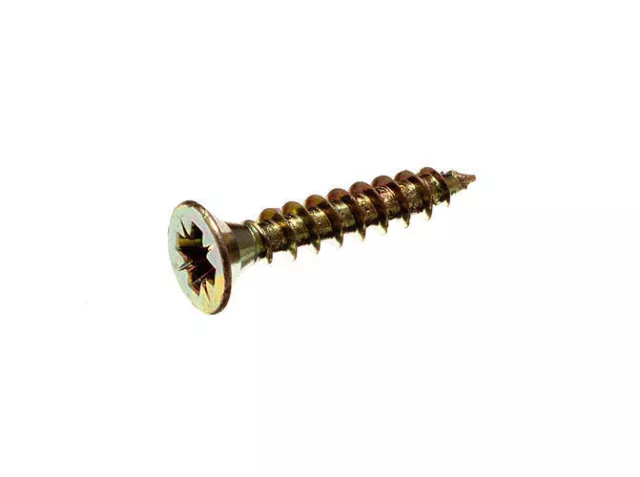 50 Of Pozi Chip Board Wood Screws Countersunk Yellow 3.5 X 20 Mm 20C3