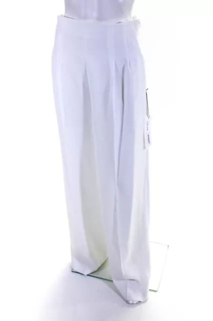 Adeam Womens Pleated Wide Leg Pant White Size 4 2