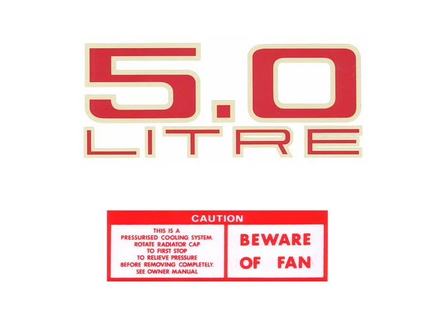 HOLDEN HJ TORANA LH V8 Engine Decals -5.0 LITRE GMH- Air Cleaner ...
