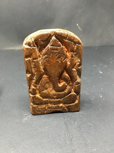 Ancient Rare Wooden Hand Carved Fine Hindu Deity Lord Ganesha Statue