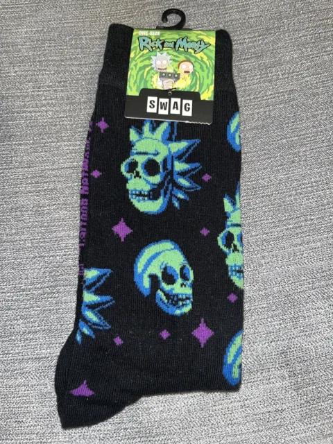 Rick & Morty Skulls Licensed Crew Socks By SWAG One Size Fits Most