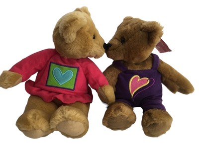 Hallmark Kiss Kiss Bears Kissing Magnetic Nose Plush Stuffed Valentine 2 Bears 