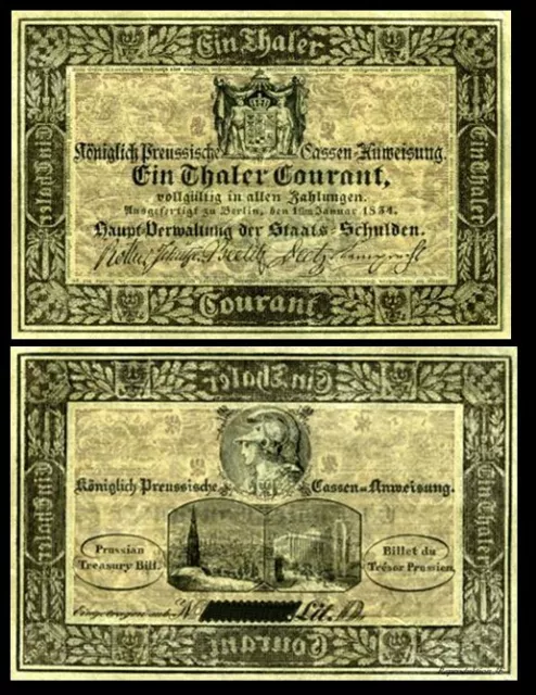 1 Thaler Courant aus dem Jahr 1834, Königreich Preußen, 1 Taler, Reproduktion 