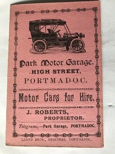 Vintage Portmadoc 1920's Park Motors Studebaker Car Hire Booklet