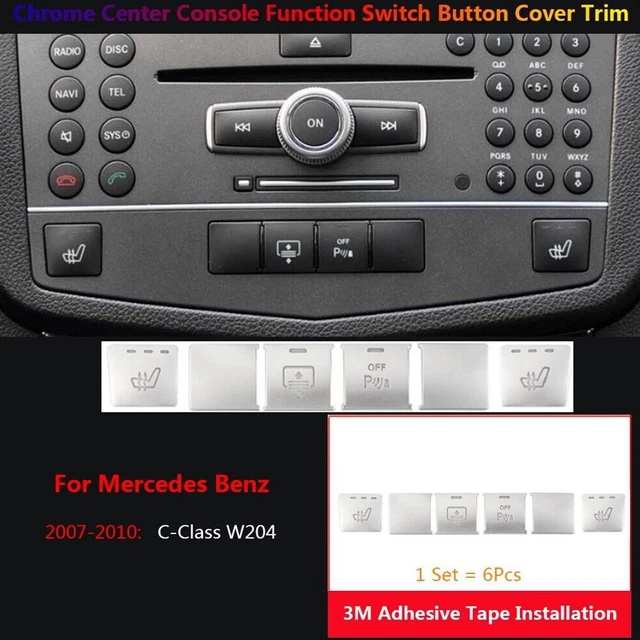 6PCS CENTER CONSOLE CD Pannel Switch Button Cover Trim For Mercedes ...
