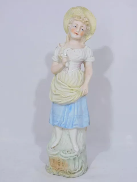 Ancien Sujet Biscuit Polychrome Paysanne A La Faucille  Haut 23 Cm Nf82