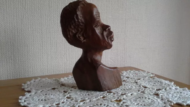 Hand carved wood head 15 cm ornament