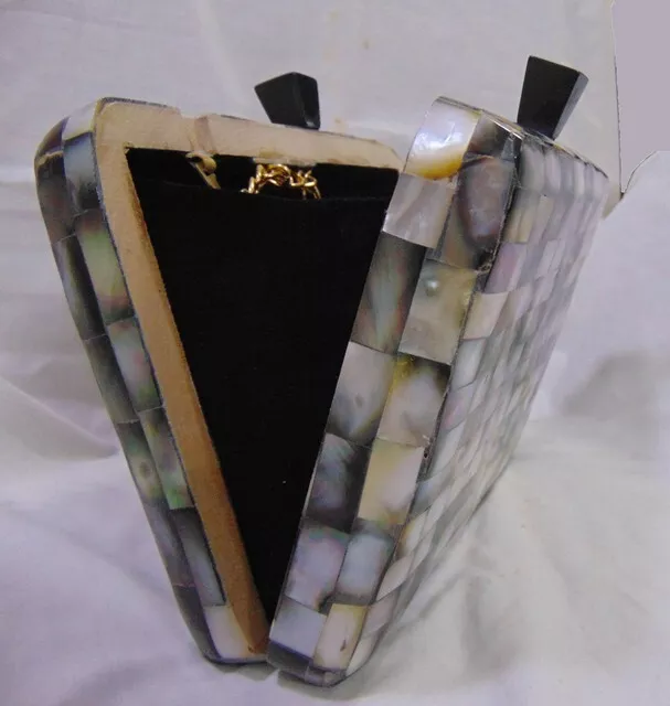 Mop & Resin Filled Metal Box Clutch Bag