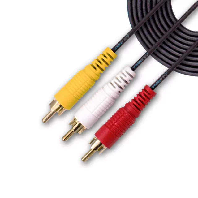 SatelliteSale AV Male to Male 3 RCA Audio Video Composite Cable Black (30 feet)