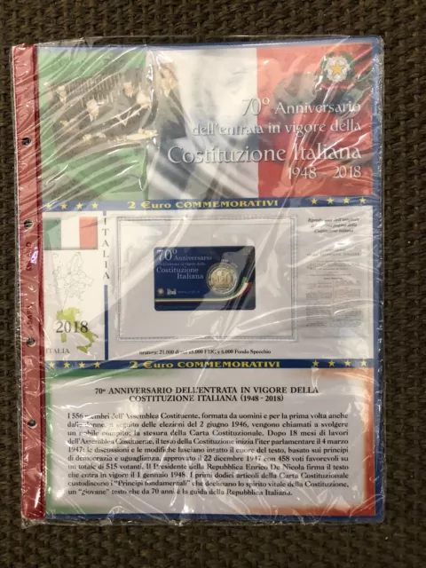 Abafil Foglio Aggiornamento 2 Euro Card 2018 70° Anniv Costituzione Italiana