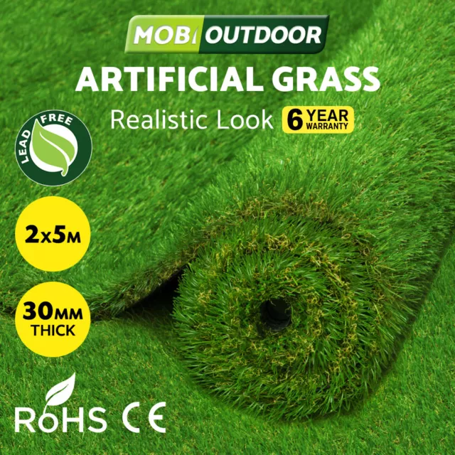 MOBI Artificial Grass Turf 30mm Synthetic Mat Fake Lawn Grass 2M x 5M
