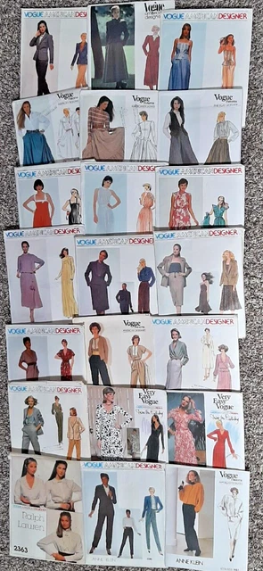 LOT of 21 VOGUE Sewing Patterns American Designer Original 70s 80s UNCUT and CUT