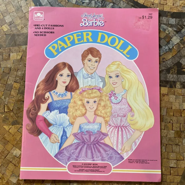 New Uncut Golden Books Jewel Secrets Barbie Paper Doll Book 1987 1537