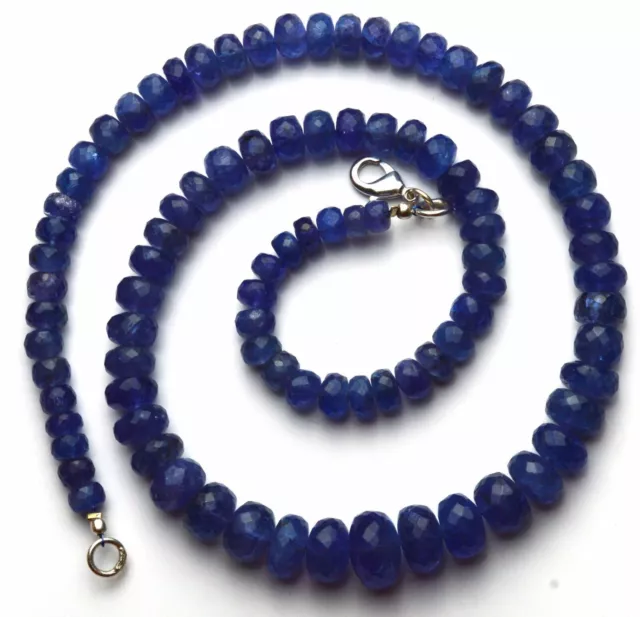 286Cts Natural Gem Tanzanite Facet Big Rondelle Bead Necklace Top Quality 6-12MM