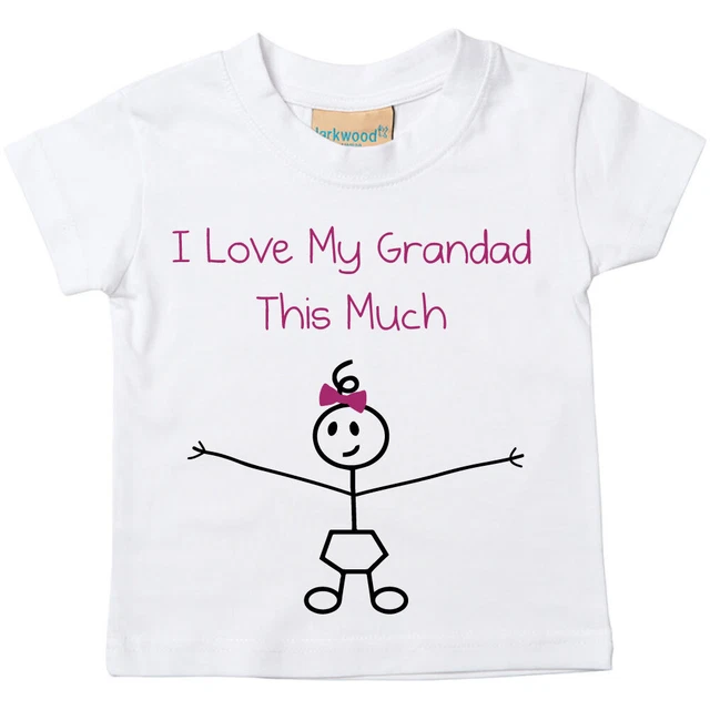 T-shirt bambina I Love My Grandad This Much bambino bambino disponibile nelle taglie 0-