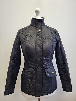 Jj723 Womens Barbour Cavalary Black Zipped Quilted Jacket Uk 8 S Eu 36