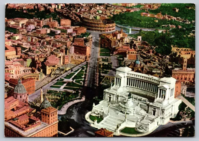 Victor Emmanuel Monument, Aerial View, Rome Italy, Vintage Postcard unposted