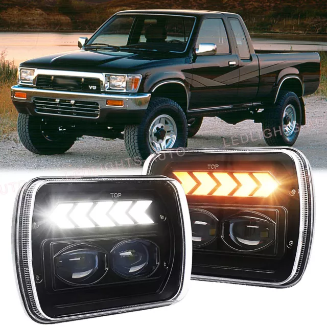 Pair 5x7'' 7x6'' LED Headlights Hi/Lo DRL Beam For 1983-2004 Toyota Hilux Pickup