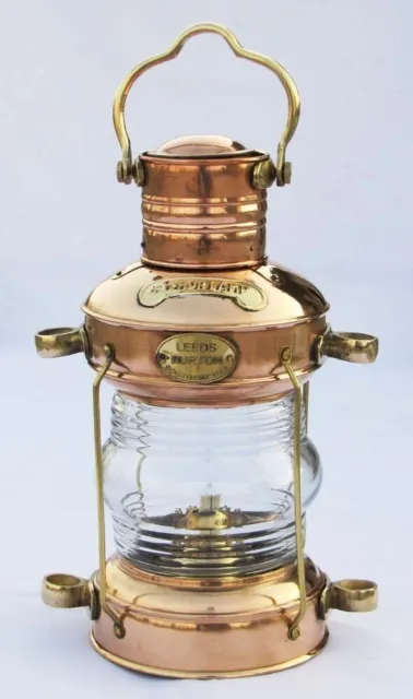 Antique Anchor Oil Lamp Brass & Copper Nautical Maritime Ship Lantern Boat Light