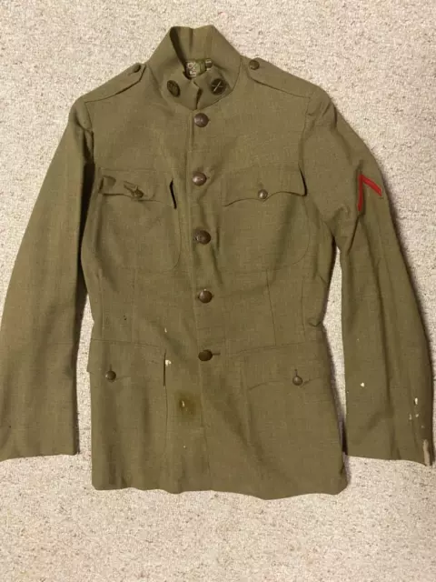 Wwi U.s. Army Artillery Tailor Made Tunic With Pin Back Collar Disks