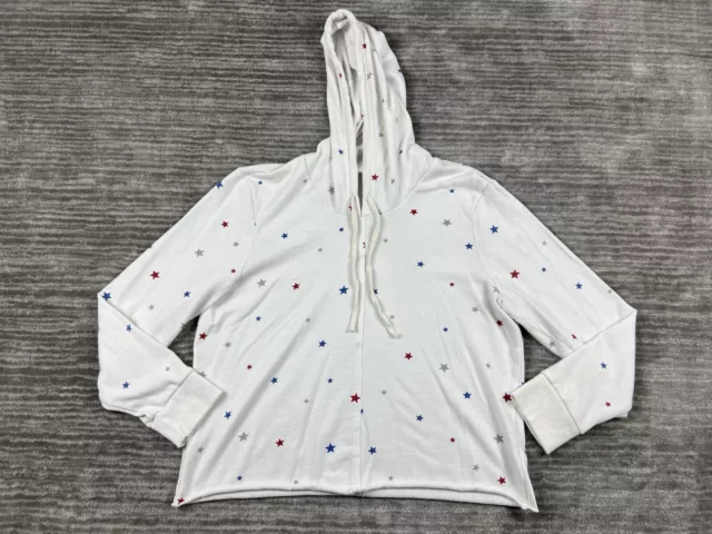 Alternative Sweater Hoodie Womens Large White Longsleeve Stars Cotton Blend