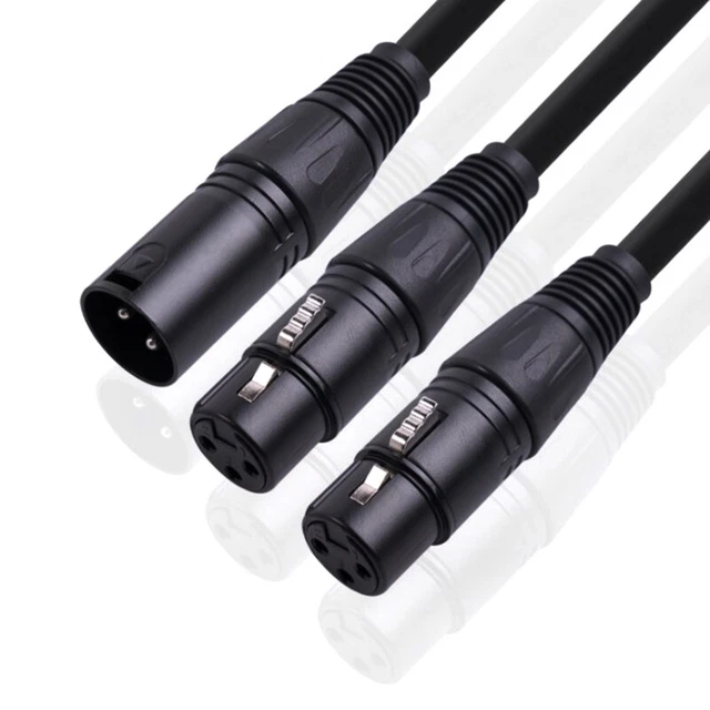 3 Pin XLR Male To Dual Female Audio Y Splitter Mic Cord Line Cable Adaptor J2