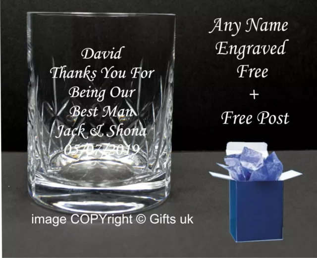 Personalised Engraved Lead Crystal Whisky Glass Wedding Best Man Usher, Dad Gift