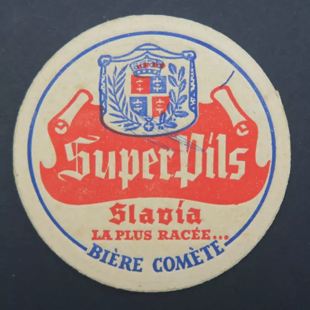 Ancien sous-bock bière SUPER PILS SLAVIA COMÈTE coaster Bierdeckel 9